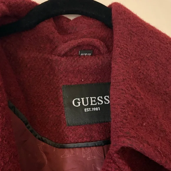 Guess Women's Burgundy Pea Coat Size 1X - Picture 2 of 6